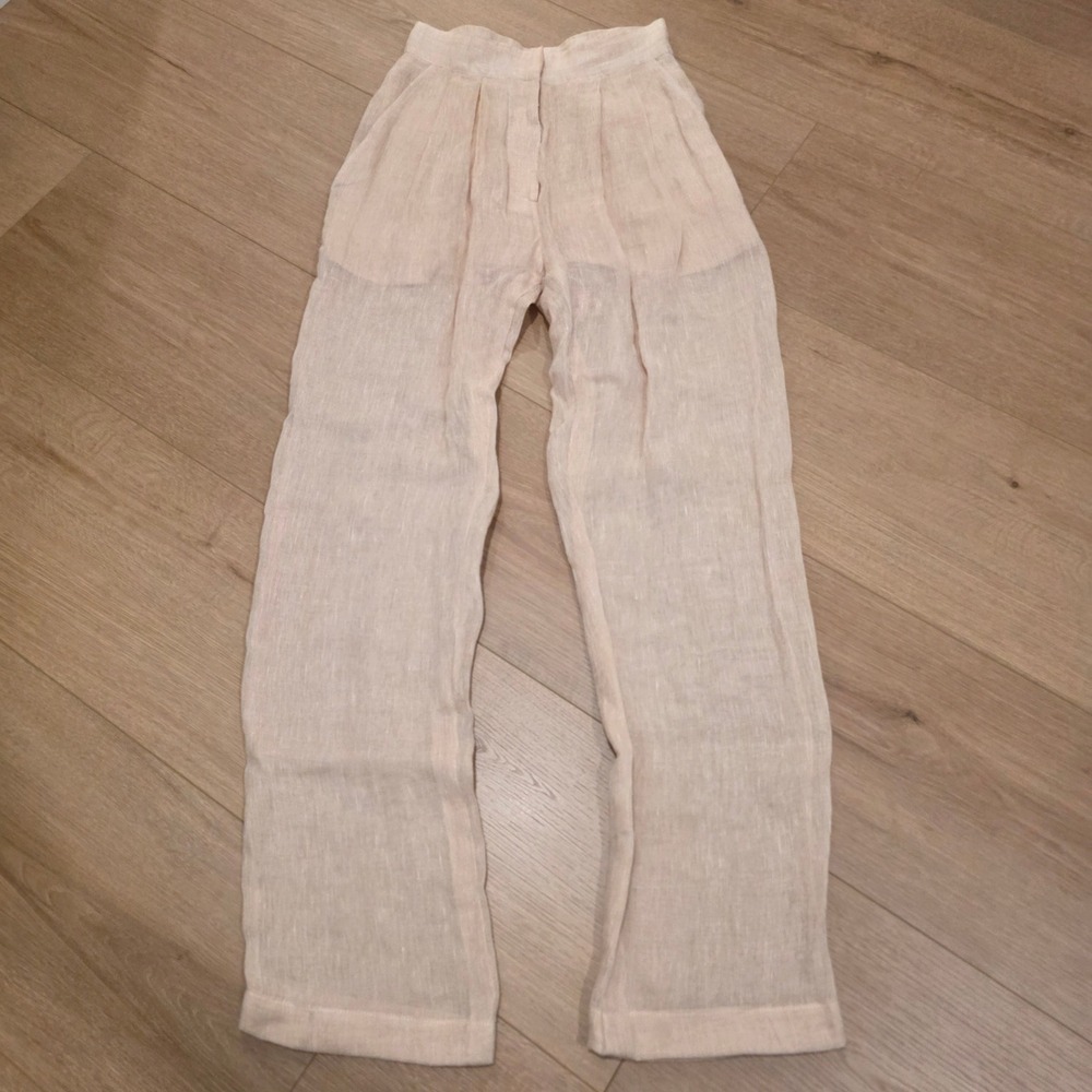 Le Kasha Sohag 100% Linen Pants Size XS Peach Made in France Coastal Summer Chic